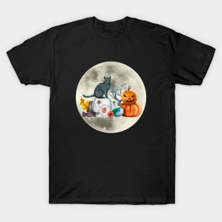 Full Moon Cat on A Jar of Eyes T-Shirt